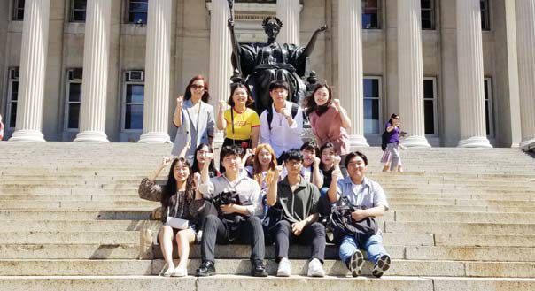 글로벌 코압 프로그램으로 뉴욕에서 취업 인턴 프로그램에 참가하고 있는 한국 순천향대 학생들은 지난 7일 컬럼비아대를 방문했다.