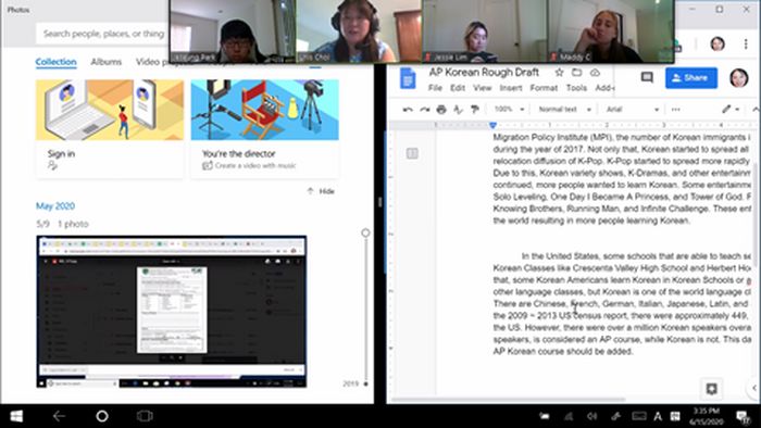 Teachers explaining how the Korean course would work, and giving suggestions on how to improve drafts in order to catch interest. [Source: Author, Jeseung Park] 