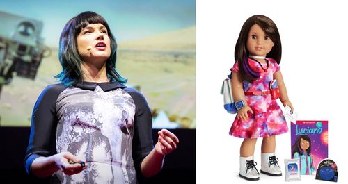 천문학자 루시안 발코비치(왼쪽)와 '아메리칸 걸' 루시아나 베가 인형 [TED-아메리칸 걸 웹사이트=연합뉴스] 