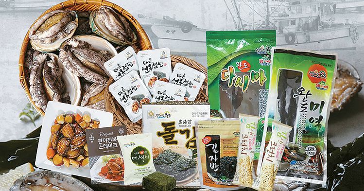 울타리USA의 완도 수산물 판촉전에 선보인 제품들