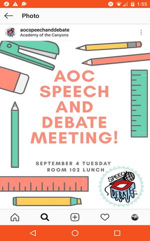 Debate club has meetings every week. [Source: Debate Club Instagram, Screenshot by Author, Susie Song]