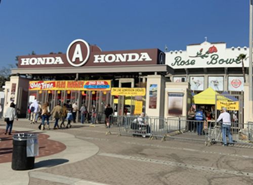 The entrance of the flea market where people bought their tickets.  
