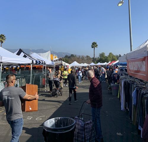 The tents set up where vendors sold their items. 