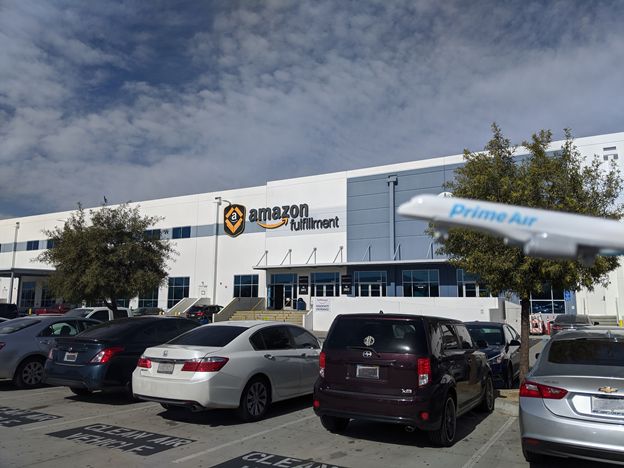 Main entrance of Amazon Fulfillment Center in San Bernardino, CA (ONT2). 
