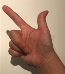 [사진설명: 한국식 가위, 미국에선 총으로 해석됩니다. ]