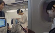창문에 머리 기댄 채 '꾸벅'…이코노미서 포착된 日공주 화제