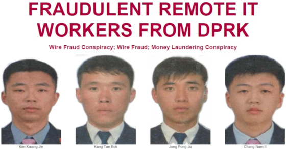 지난달 24일 조지아주 북부지검이 기소한 북한 출신 IT 기술자 4명. FBI 제공