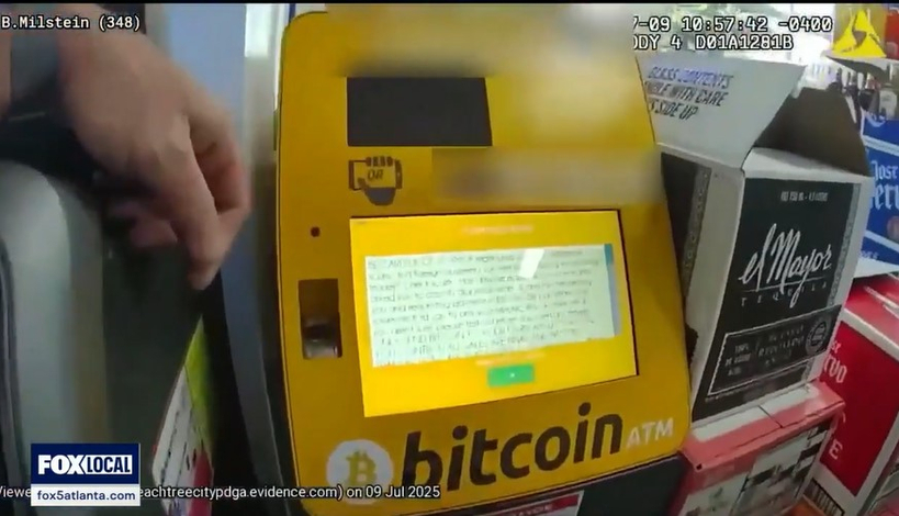 피치트리시티에 있는 암호화폐 ATM. [폭스5뉴스 보도영상 캡처]