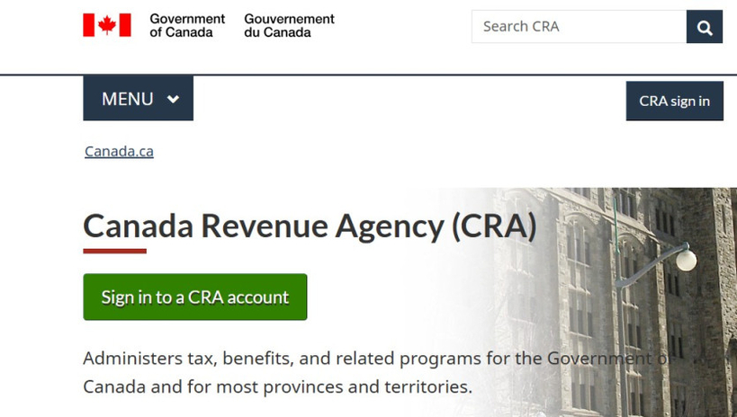 [캐나다국세청(Canada Revenue Agency, 이하 CRA) 공식 홈페이지]