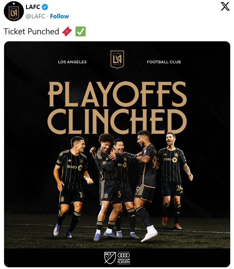 LAFC 플레이오프 진출 확정 안내 SNS 게시물. [SNS 캡처]