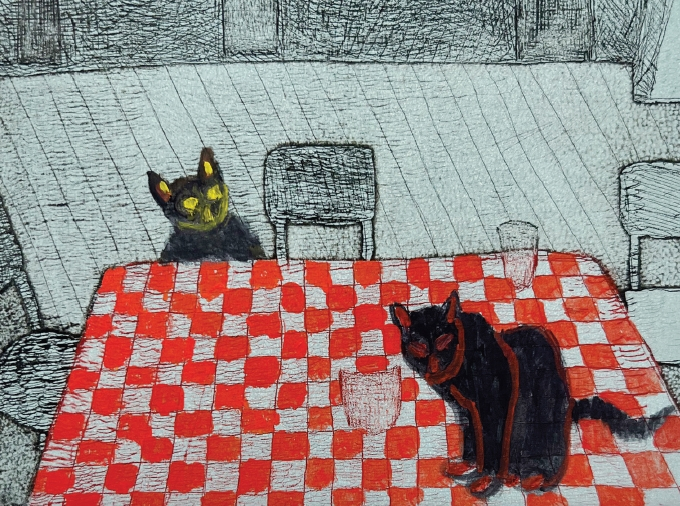 sooim lee, Sharing Breath 15, 2025, monoprint, 5.5 x 6 inches.