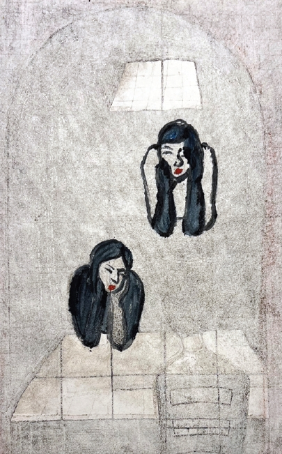 sooim lee, silent 2, 2025, monoprint, 9 x 6 inches.