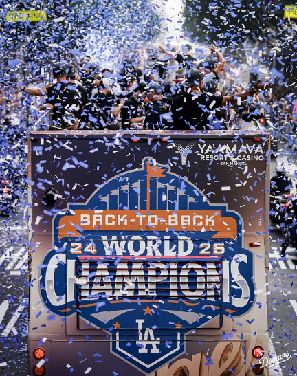 24시즌에 이어 올해도 월드시리즈에서 우승한 LA 다저스 팀 선수들이 미국 전역에서 팬들의 환호를 받고있다. [LA 다저스 공식 인스타그램 @dodgers]