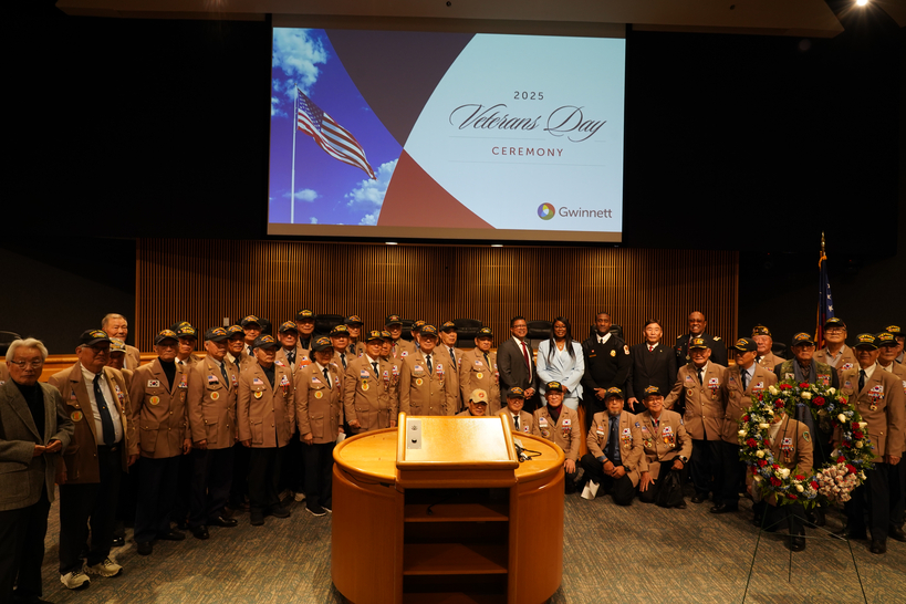 11일 귀넷 청사에서 열린 베테랑스 데이 기념식에 참석한 동남부 월남참전국가유공자전우회 회원들. 