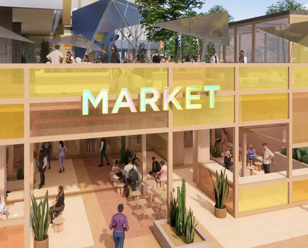 데비 이 셰프가 한국식 요리 콘셉트를 선보이게 될 OC바이브 내 마켓 홀 가상도. [셰프데비이닷넷·OC바이브닷컴 캡처]