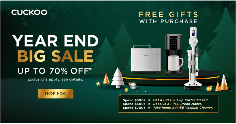 쿠쿠, 인기 제품 파격 할인 연말 빅세일 홍보 포스터. [사진 쿠쿠 아메리카] 
