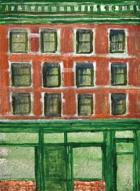 here 16, 2025, monoprint, 10 x 8 inches.