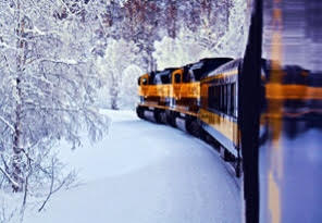 눈꽃 풍경을 가르며 달리는 알래스카 설국 열차. [US아주투어 제공]