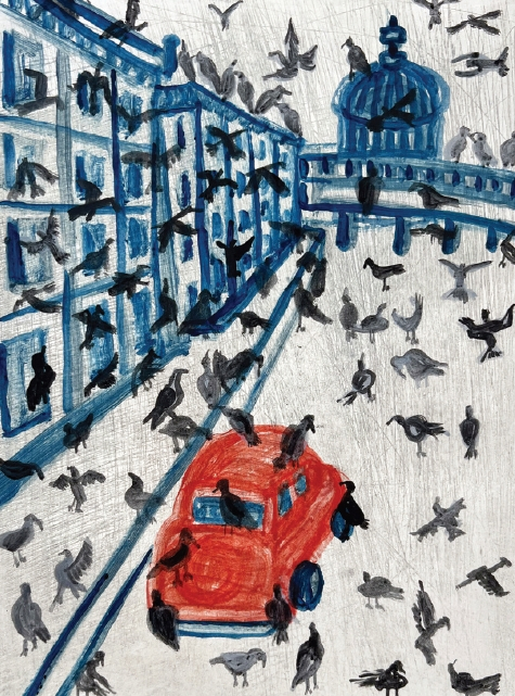 sooim lee, Sharing Breath 12, 2025, monoprint, 12x9 inches.