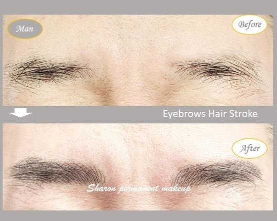  남성 자연눈썹 시술 전.후 비교 모습. 정교한 디자인으로 인위적인 느낌 없이 또렷한 인상 개선 효과를 보여준다.