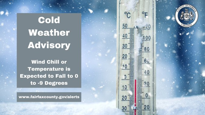 버지니아 페어팩스 카운티가 한파주의보를 발령했다.