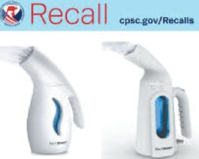 화상 우려로 리콜 조치된 퍼스팀 마이티 릴 스티머(오른쪽)와 퍼스팀 엘리트 트래블 스티머(왼쪽). [CPSC 제공]