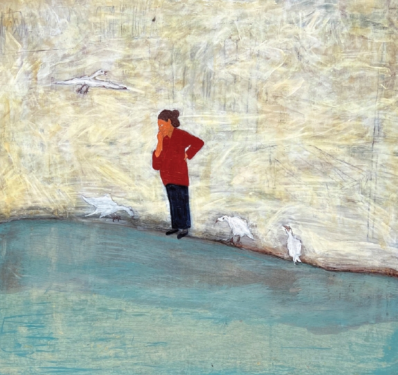 sooim lee, Winter Beach, 2003, Acrylic on woodblock, 20 x 21 inches.