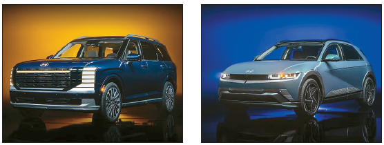 올해 최고의 차로 선정된 현대의 2026 팰리세이드(왼쪽)와 최고의 전기 SUV 부문 2026 아이오닉5. [웹사이트 캡처]