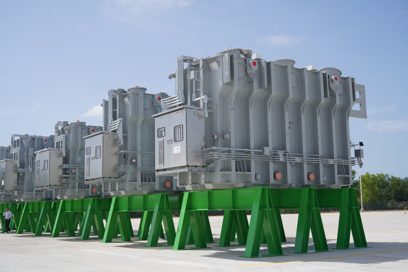 앨라배마주 HD현대파워트랜스포머(HPT) 공장 야적장에 변압기가 놓여 있다. 장채원 기자