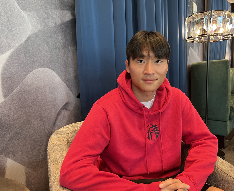 14일 인터뷰를 위해 LA 다운타운의 한 호텔에서 만난 정상빈(세인트루이스 시티 SC) 선수. 김경준 기자