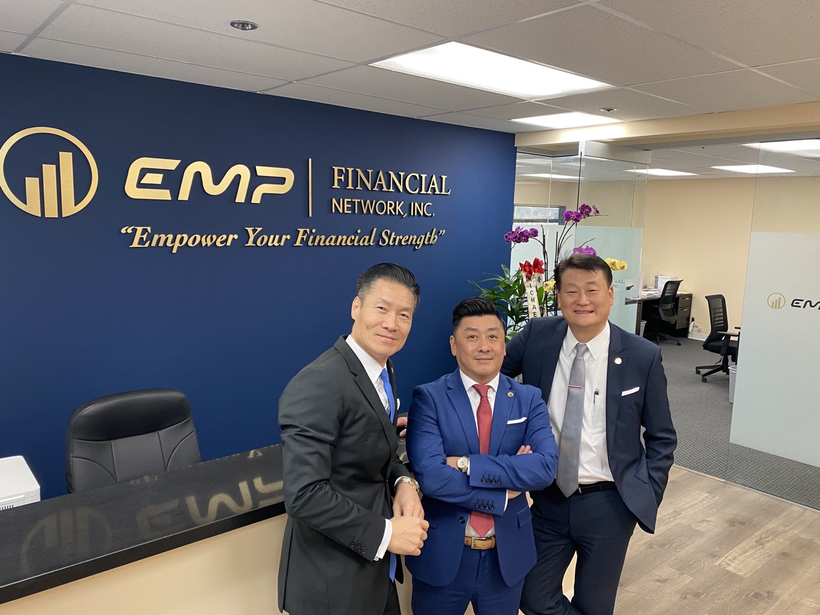 EMP Financial의 마이클 박(오른쪽부터), 에릭 나, 패트릭 김 공동대표.