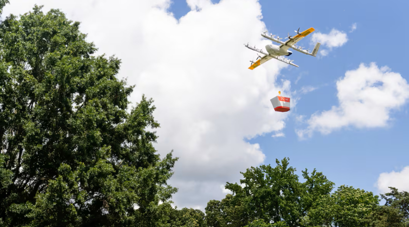 음식 배달에 나선 도어대시의 드론. [도어대시/윙 제공]