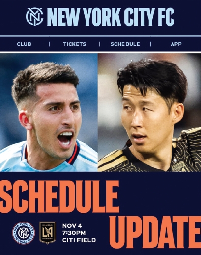 뉴욕시풋볼클럽(NYCFC)의 경기일정 변경 안내문.  [사진 NYCFC]