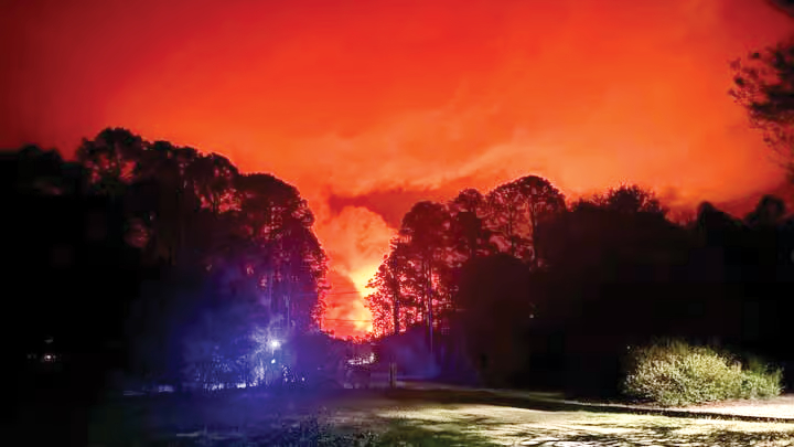 브랜틀리 카운티에서 확산되고 있는 산불. [소방국 제공] 