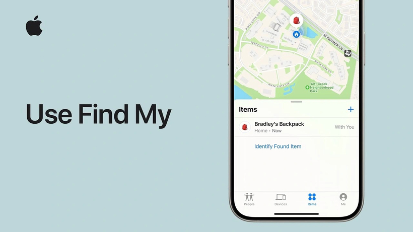 애플의 '나의 찾기(Find My)' 기능 화면. 사용자는 아이폰이나 에어태그(AirTag)가 부착된 가방, 열쇠 등 물품의 위치를 지도에서 실시간으로 확인할 수 있다. 샌타모니카에서는 도난당한 가방 안에 있던 휴대전화의 위치추적 기능을 이용해 피해자가 용의자를 찾아내고 가방을 되찾았다. [애플]