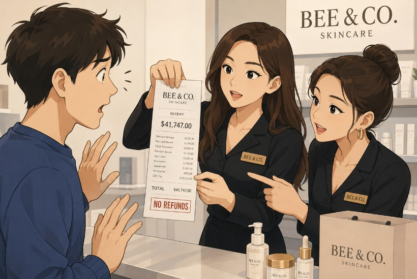 남가주 쇼핑몰 스킨케어 업체가 발달장애 남성에게 하루 만에 4만 달러가 넘는 제품을 판매하고 1만 달러 이상의 팁까지 지급하도록 압박했다는 의혹이 제기됐다. [AI 생성 이미지]