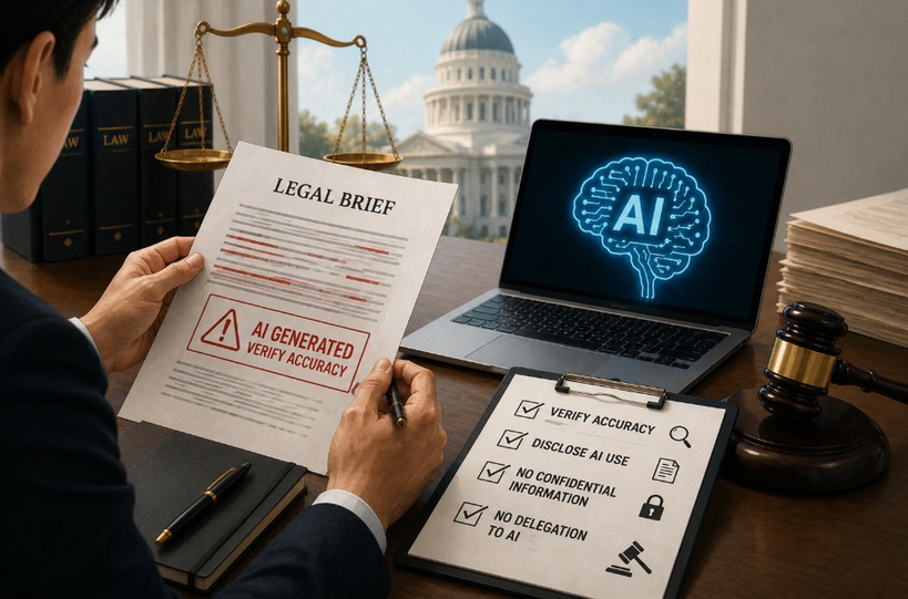 가주에서 변호사의 법률 업무상 AI 사용을 규제하는 법안이 추진되고 있다. [AI 이미지 생성]