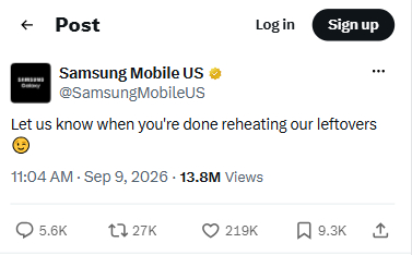 Samsung Mobile US 공식 X 캡쳐