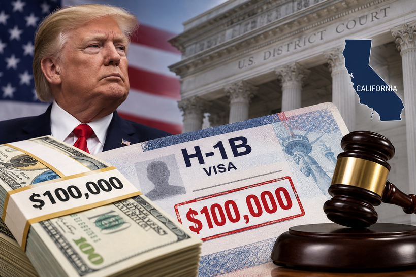 트럼프 행정부가 신규 H-1B 비자에 부과한 10만 달러의 추가 비용에 연방법원이 또다시 제동을 걸었다. [AI 이미지 생성]