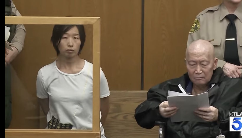 법원에 출석한 실비아 챙(왼쪽)과 구오전 슈안. [KTLA 캡처]