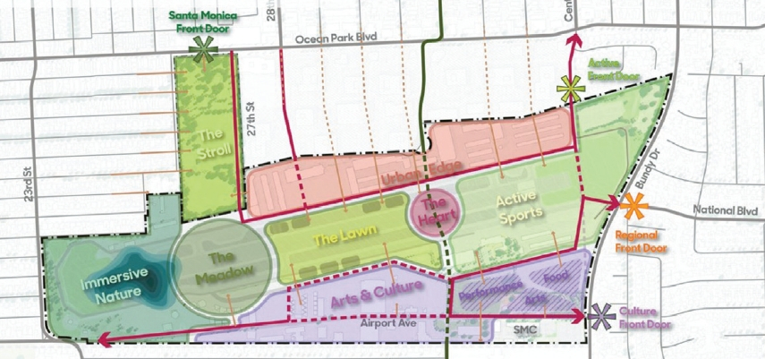 공항 부지에 들어설 대규모 공원의 계획 초안. [샌타모니카시 제공]