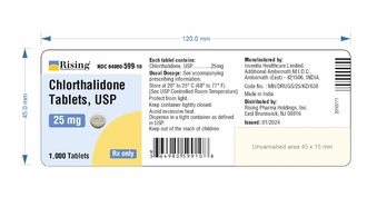 FDA가 용해 기준 미달 문제로 리콜한 고혈압 치료제 클로르탈리돈(Chlorthalidone) 25mg 제품 라벨. 당국은 해당 제품을 복용 중인 환자들에게 약사 또는 주치의와 상담할 것을 권고했다. [FDA]